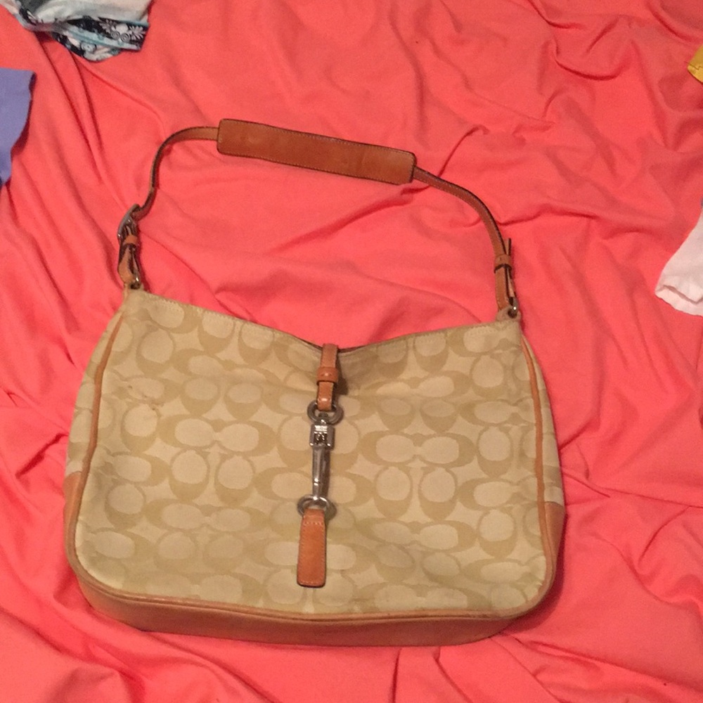 Tan Coach purse